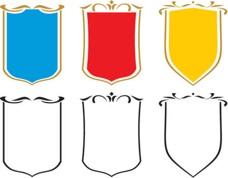 Set of  vector emblems, crests and shields. This is a vector image - you can simply edit colors and shapes.のイラスト素材