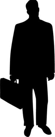 Business Man with Briefcase Silhouette. This is a vector image - you can simply edit colors and shapes.のイラスト素材
