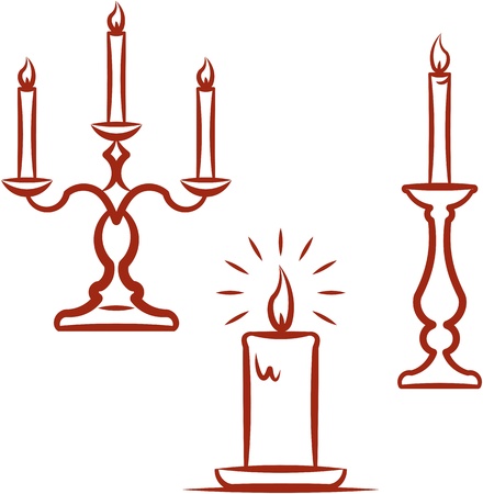 Candles and candlesticks. Vector illustrationのイラスト素材
