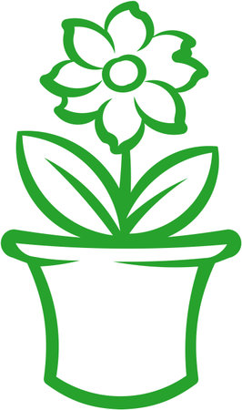 Flower pot with green plant. Vector illustrationのイラスト素材