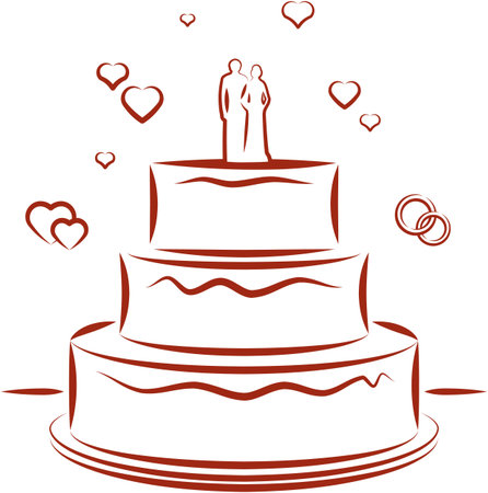 Wedding cake. Vector illustrationのイラスト素材