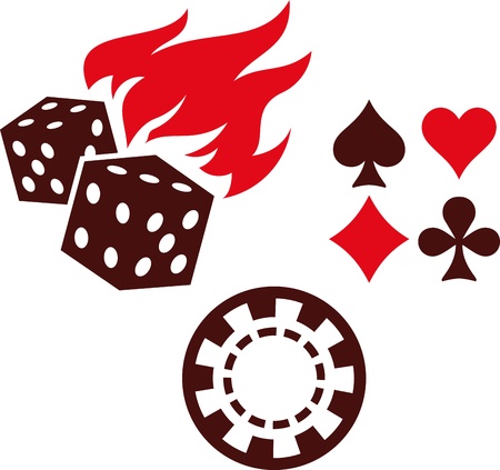Vector gambling items â dice, playing cards and casino chipsのイラスト素材