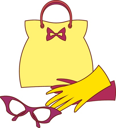 Womenâs accessories - Handbag, Gloves and Glasses (Vector)のイラスト素材