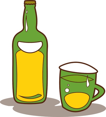 Vector bottle of beer and beer mug illustrationのイラスト素材
