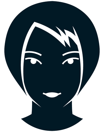 Chinese asian girl female face head illustration isolatedのイラスト素材