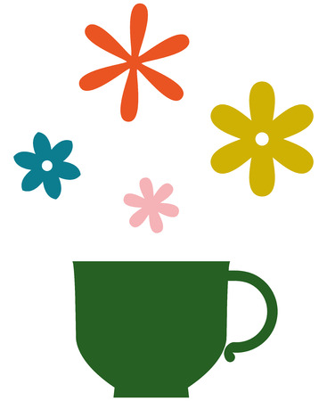Herbal tea cup vector illustration isolated on whiteのイラスト素材