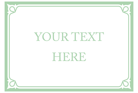 Green mint horizontal border frame deco. Vector art simple line corner signboardのイラスト素材
