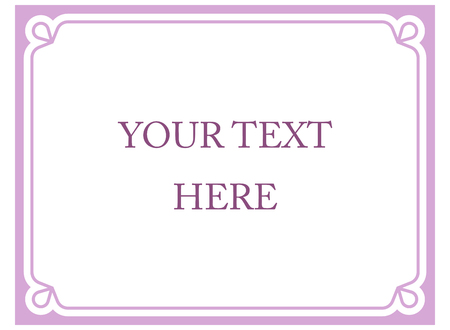 Purple pink horizontal border frame deco. Vector art simple line corner signboardのイラスト素材