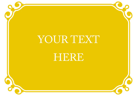 Yellow gold horizontal border frame deco. Vector art simple line corner signboardのイラスト素材
