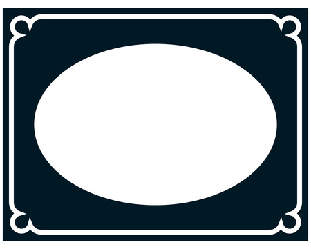 Oval border photo frame deco. Vector simple horizontal line signboardのイラスト素材