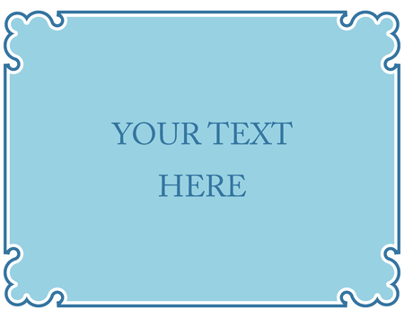 Blue border frame deco vector label simple line cornerのイラスト素材