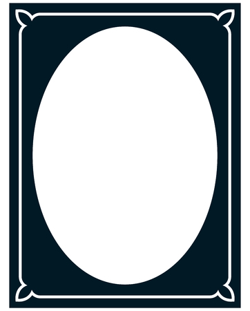 Oval border photo frame deco. Vector simple vertical line signboardのイラスト素材