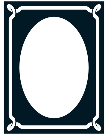 Oval border photo frame deco. Vector simple vertical line signboardのイラスト素材
