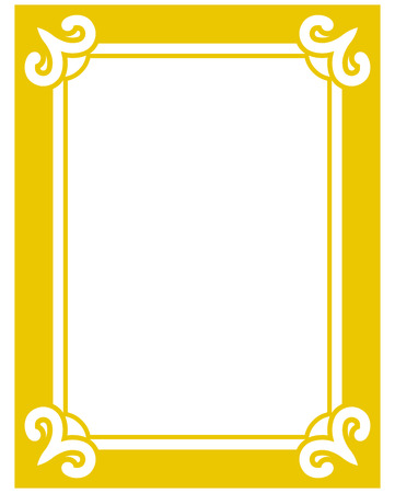 Yellow gold border frame deco vector art simple line cornerのイラスト素材