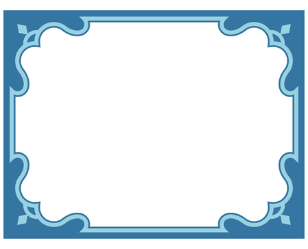 Blue border frame deco vector label simple line cornerのイラスト素材