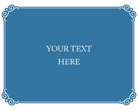 Blue border frame deco vector label simple line cornerのイラスト素材