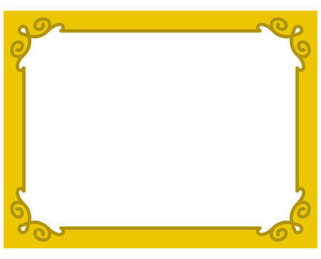 Yellow gold border frame deco vector art simple line cornerのイラスト素材