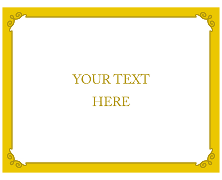 Yellow gold border frame deco vector art simple line cornerのイラスト素材