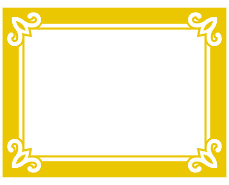 Yellow gold border frame deco vector art simple line cornerのイラスト素材