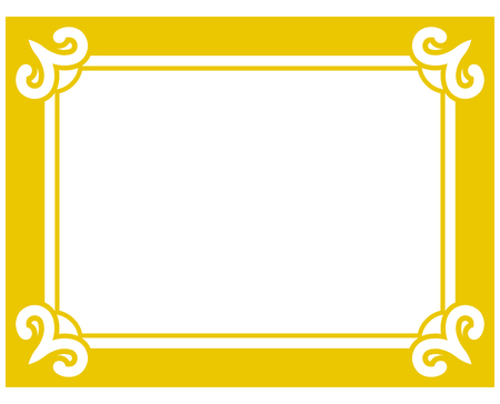 Yellow gold border frame deco vector art simple line cornerのイラスト素材