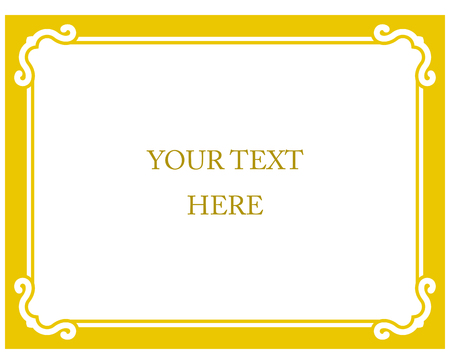 Yellow gold border frame deco vector art simple line cornerのイラスト素材