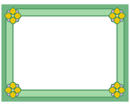 Green border frame deco vector art simple line cornerのイラスト素材