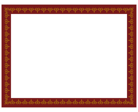 Border frame red deco plaque. Vector art simple line cornerのイラスト素材