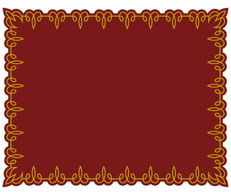 Border frame red deco plaque. Vector art simple line cornerのイラスト素材