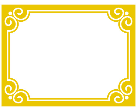 Yellow gold border frame deco vector art simple line cornerのイラスト素材