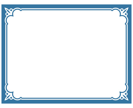 Blue border frame deco vector label simple line cornerのイラスト素材