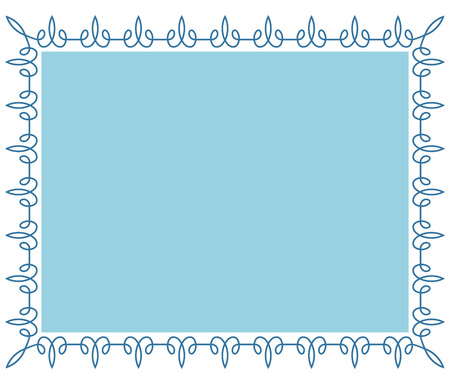 Blue border frame deco vector label simple line cornerのイラスト素材