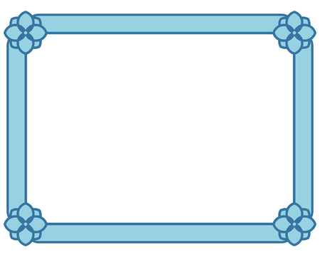 Blue border frame deco vector label simple line cornerのイラスト素材
