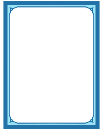 Blue border frame deco vector label simple line cornerのイラスト素材
