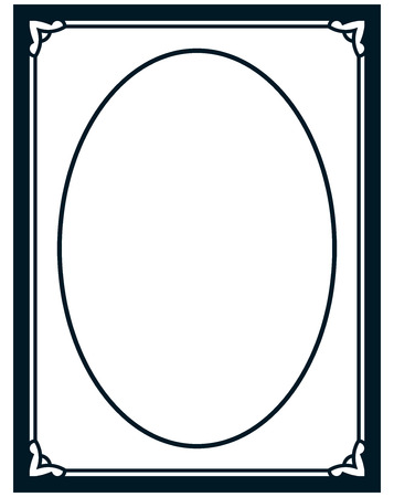 Oval border photo frame deco. Vector simple vertical line signboardのイラスト素材