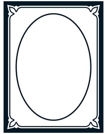 Oval border photo frame deco. Vector simple vertical line signboardのイラスト素材