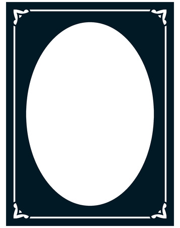 Oval border photo frame deco. Vector simple vertical line signboardのイラスト素材