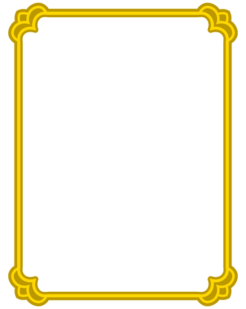 Yellow gold border frame deco vector art simple line cornerのイラスト素材