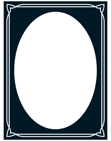 Oval border photo frame deco. Vector simple vertical line signboardのイラスト素材