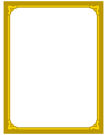 Yellow gold border frame deco vector art simple line cornerのイラスト素材