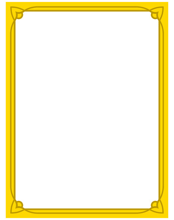 Yellow gold border frame deco vector art simple line cornerのイラスト素材