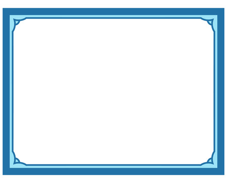 Blue border frame deco vector label simple line cornerのイラスト素材