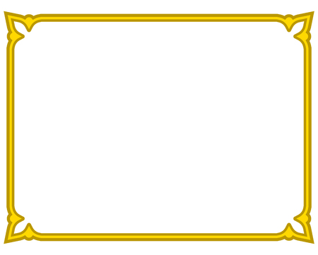 Yellow gold border frame deco vector art simple line cornerのイラスト素材