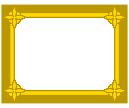 Yellow gold border frame deco vector art simple line cornerのイラスト素材