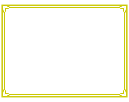Yellow gold border frame deco vector art simple line cornerのイラスト素材