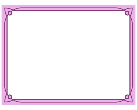 Pink purple border frame deco vector art simple line cornerのイラスト素材