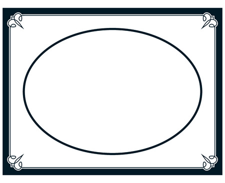 Oval border photo frame deco. Vector simple vertical line signboardのイラスト素材