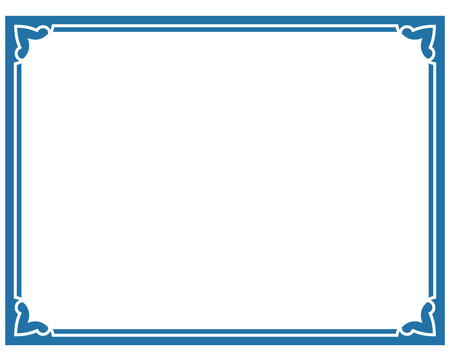 Blue border frame deco vector label simple line cornerのイラスト素材