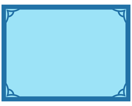 Blue border frame deco vector label simple line cornerのイラスト素材