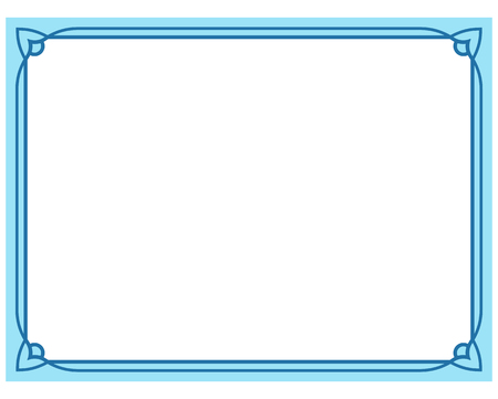 Blue border frame deco vector label simple line cornerのイラスト素材