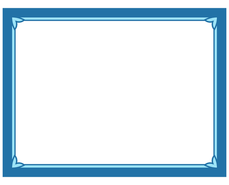 Blue border frame deco vector label simple line cornerのイラスト素材